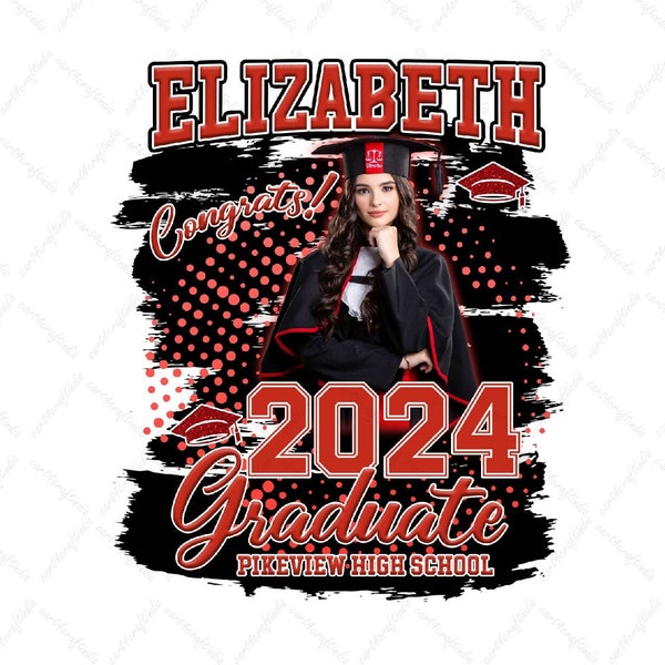 Digital Graduation T-Shirt Design, Editable File Compatible with Canva, 2024 Family Graduation PNG