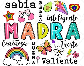 Ella es Mama PNG, Retro Madre Quotes, Mother's Day Gift, Spanish Mom Life Digital Art