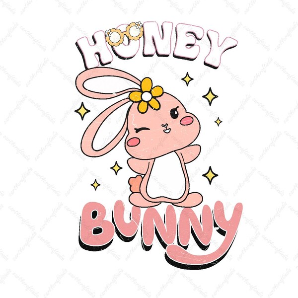 Funny Easter Png, Honey Bunny Kids Easter Png, Hippie Easter Bunny Png