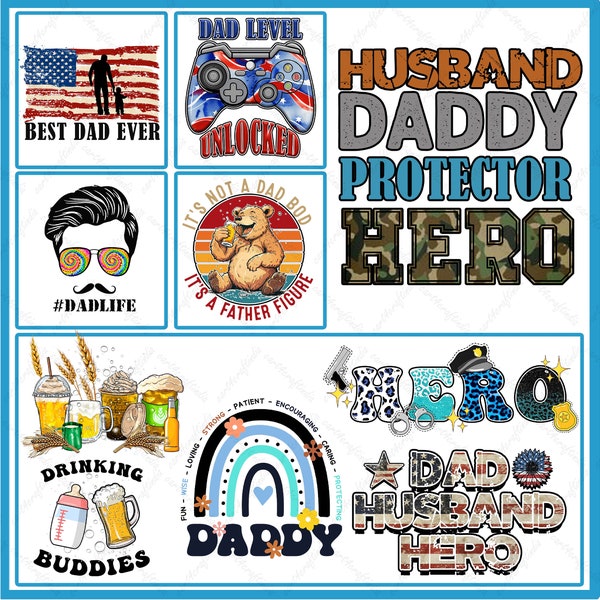 Father's Day Sublimation, Digital PNG Bundle for DIY Crafts