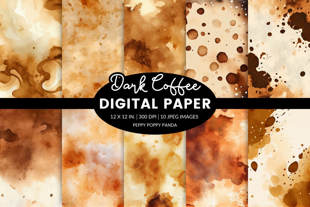 Coffee Stain Texture, Stained Effect Digital Paper, Rustic Watercolor ...