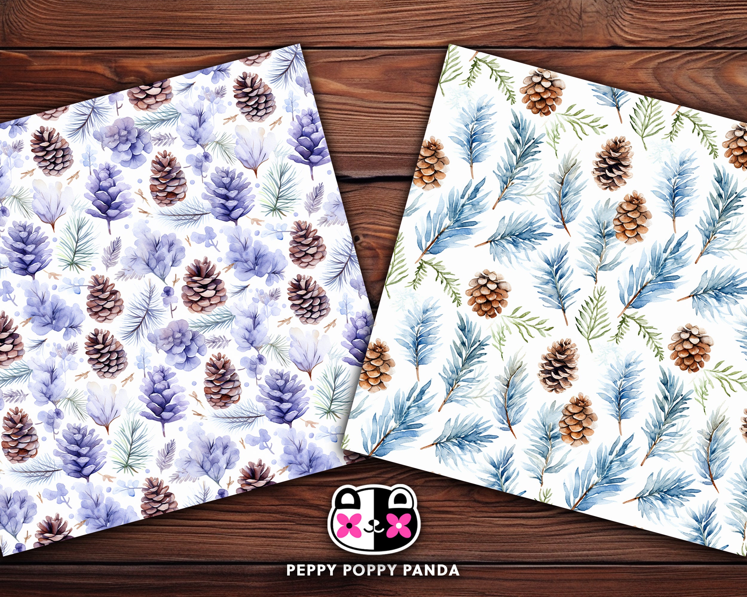 Seamless Christmas Pinecone Patterns Digital Paper Background ...