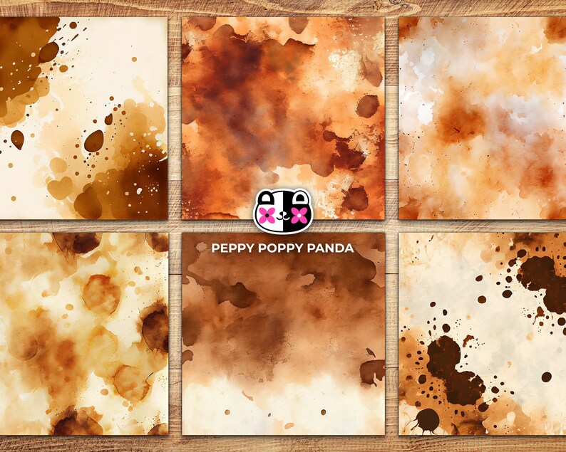 Coffee Stain Texture, Stained Effect Digital Paper, Rustic Watercolor ...
