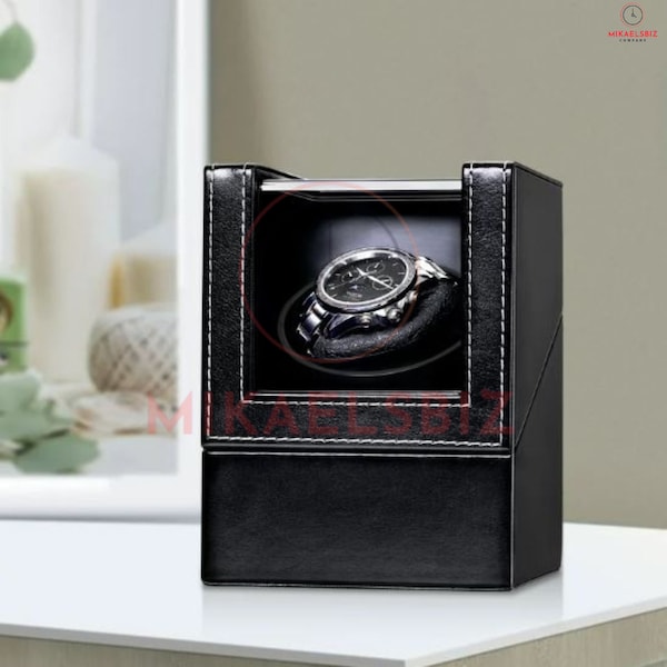 Black Automatic Watch Winder | Single Turner Box | Japanese Motor | USB+DC | Jewelry Box
