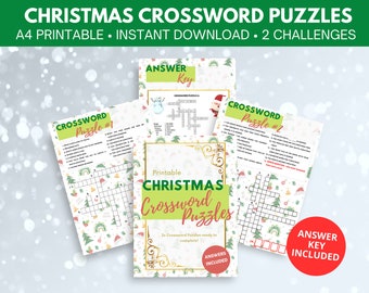 Christmas Crosswords, Printable Puzzles, Christmas Party Game, Christmas Puzzle, Christmas Games Printable
