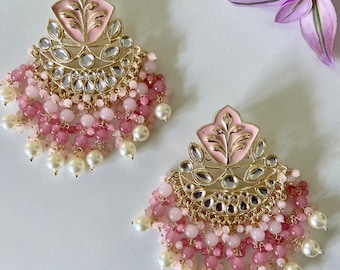 Nainika Kundan Pearl Chandbali Earring