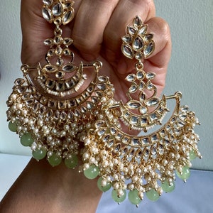 Navya Uncut Kundan Polki Chandbali Earrings | Sabyasachi Jewelry |Indian Jewelry |Fine Kundan Earring |Indian Earrings |Statement Earrings