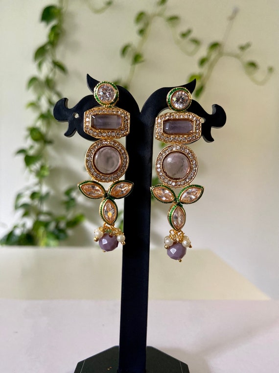 Buy Gold Crystal Bridal Earrings, Wedding Drop Earrings, Wedding Dress  Earrings, Wedding Gown Jewelry, Long Gold Earrings, Gemstone Statement  Online in India - Etsy