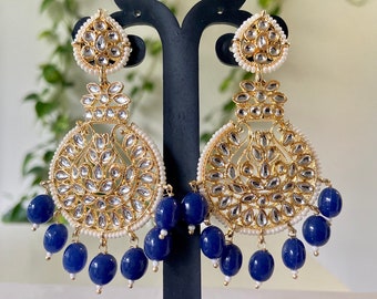 Suhani Kundan Chandbali Earrings with moti latkan and pearls | Chandelier Earrings