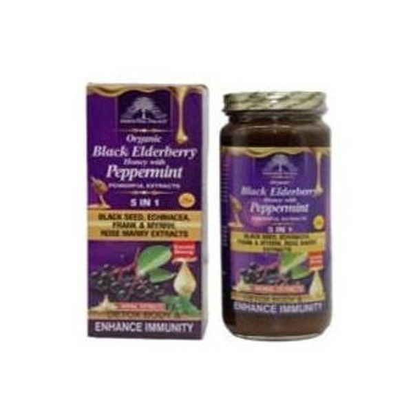 Organic Black Elderberry Honey With Peppermint By Essential Palace