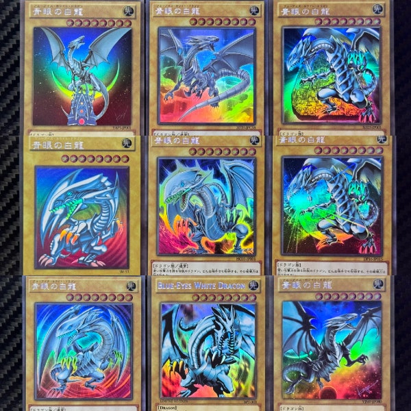 Cartes de procuration YGO - Lot de 9 yeux bleus dragon blanc holographique japonais/anglais