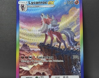 Lycanroc Ex Holographic Pokmon TCG Pocket Self Made Card - Sharp Details!  - Etsy