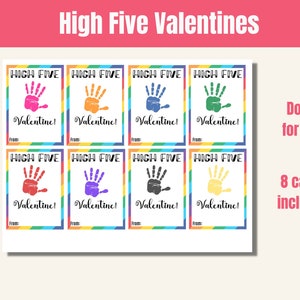 Tarjetas de San Valentín de mano adhesivas imprimibles, San Valentín choca esos cinco, Tarjetas de San Valentín para niños, Tarjetas de San Valentín escolares, Descarga instantánea, Carta, A4