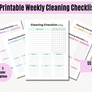 Weekly Cleaning Checklist, Weekly Cleaning, Daily Cleaning, Cleaning Schedule, Letter & A4