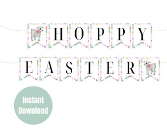 Printable Easter Banner, Easter Garland, Easter Bunting, Easter Party, Easter Décor, Easter Celebration, Easter Pennants