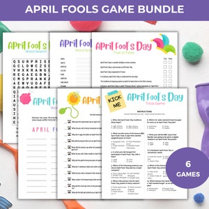 April Fools Day Game Bundle, Printable April Fools Day Activity Bundle, April Fools Day Party, April Fools Day Games, All Fools Day Games