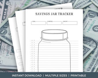 Savings Jar Tracker Template, Printable Savings Journal Page, Money Savings Challenge, Savings Tracker, Savings Log, Money Tracker, A4, A5