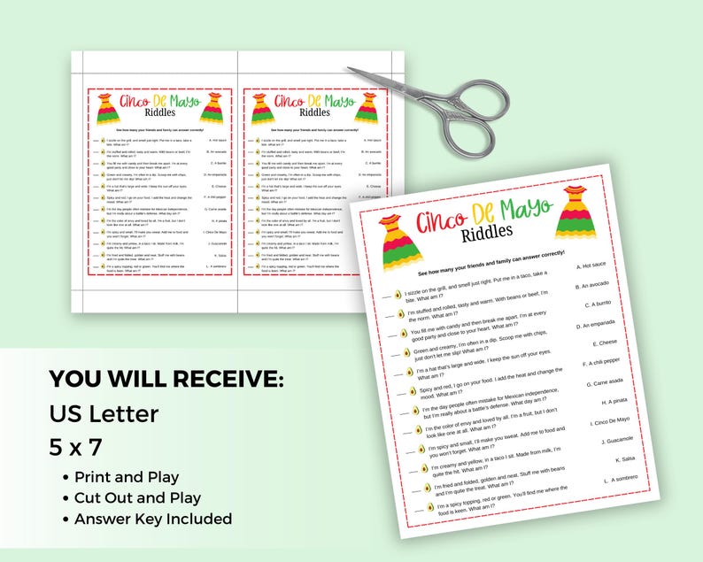 Cinco De Mayo Riddles Game, Printable Cinco De Mayo Activity, Cinco De ...