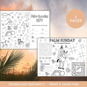 Palm Sunday Activity Placemat, Printable Palm Sunday Coloring Placemat, Palm Sunday Activity Sheet, Palm Sunday Coloring Pages, Holy Week