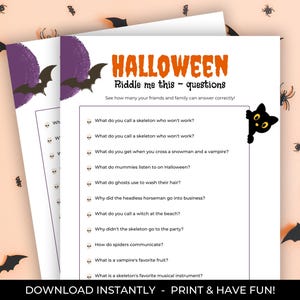 Halloween Riddle Me This Game, Halloween Jokes Game, Halloween Party Game, Halloween Activity, Halloween Game For Kids, Halloween Game Night