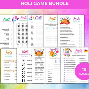 Holi Festival Games Bundle, Printable Holi Festival Activity Bundle, Holi Festival Party, Holi Festival Games, Holi Festival Activities
