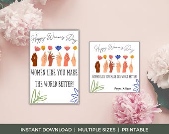 International Women's Day Gift Tag Printable, Happy Women's Day Printable Cards, Women's Day Treat Tag, March 8, Women's Day Favor Tags