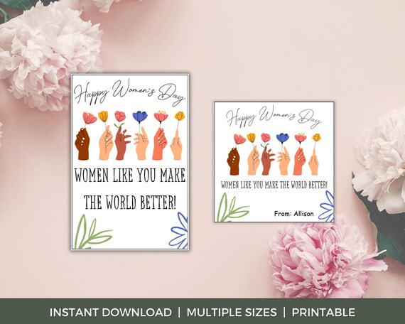 International Women's Day Gift Tag Printable, Happy Women's Day Printable Cards, Women's Day Treat Tag, March 8, Women's Day Favor Tags