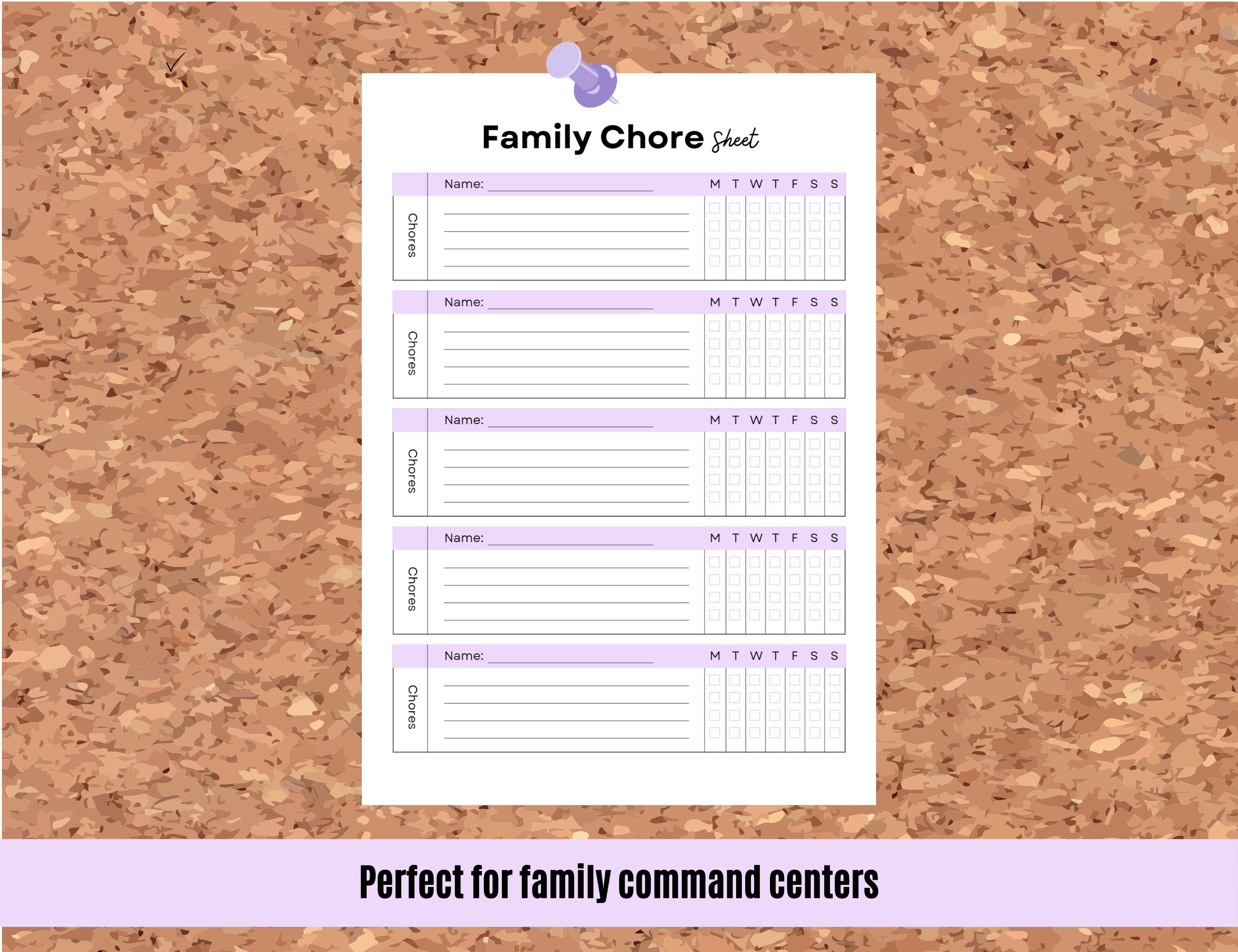 Printable Family Chore Chart, Weekly Chore Chart, Family Planner ...