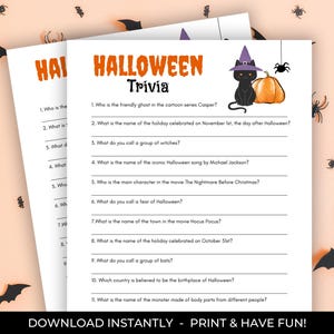 Halloween Trivia Game, Printable Quiz Game, Halloween Party Game, Costume Party Game, Halloween Party Game for Kids And Teens, Trivia Game