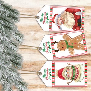 Christmas Gift Tags, Printable Holiday Gift Tags, Santa Gift Tags, Christmas Hang Tags, Christmas Treat Tags, Snowman Gift Tags, Favor Tags