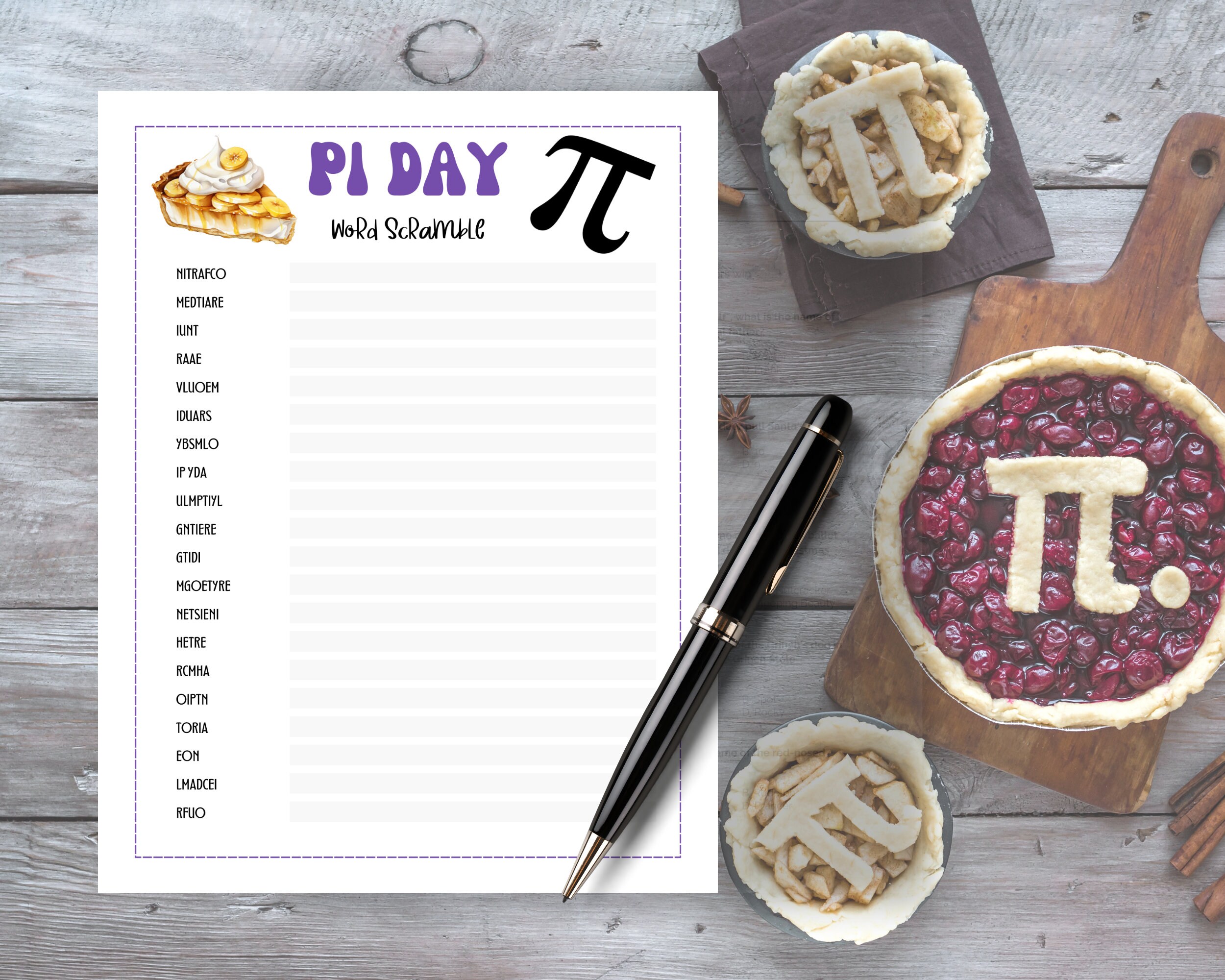 Pi day word scramble printable pi day word scramble activity pi day