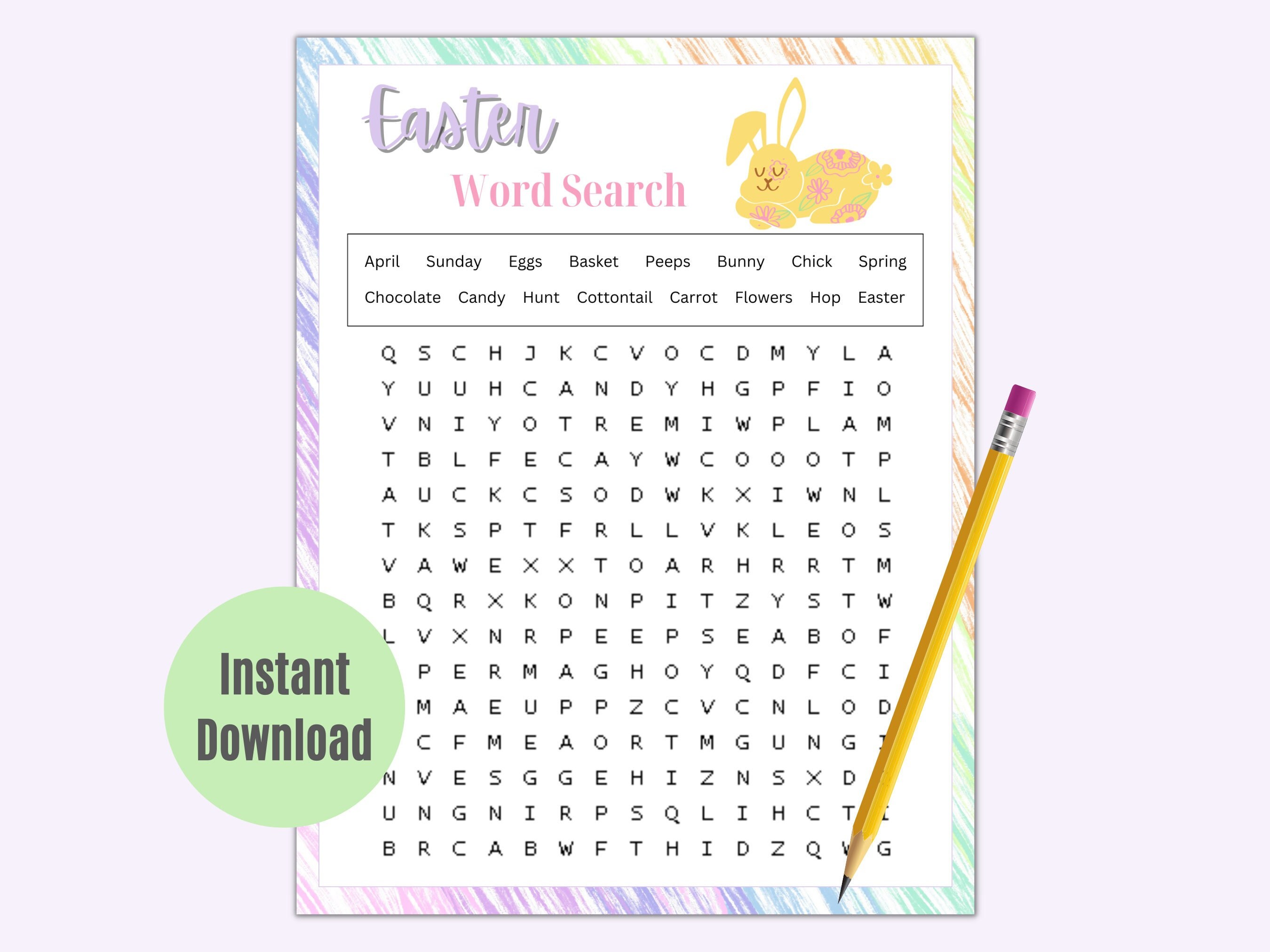 Easter Word Search Printable Easter Party Game Easter - Etsy