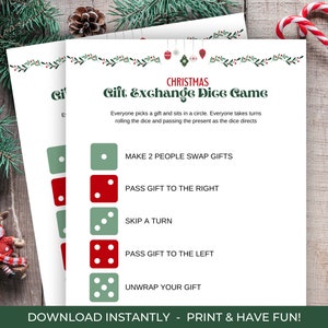 Christmas Gift Exchange Dice Game, Printable Christmas Gift Dice Game, Present Swap Game, Holiday Gift Exchange Game, Christmas Party Game