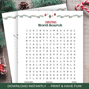 Christmas Word Search Game, Printable Christmas Word Search, Christmas Party Game, Holiday Party Game, Christmas Games for Kids & Adults