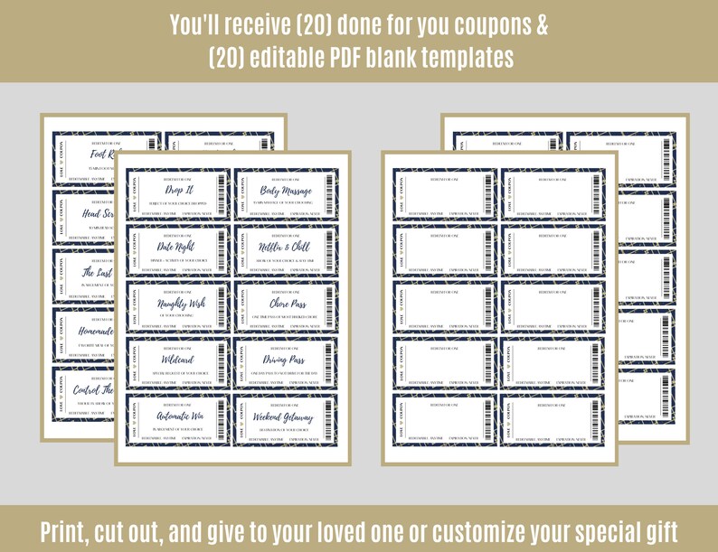 Editable Love Coupons for Him, Printable Love Coupons, Gift for Him, Birthday Gift, Anniversary ...