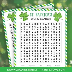 St. Patrick&#39;s Day Word Search, St. Patrick&#39;s Day Game, St. Patrick&#39;s Day Activity, Printable Kids Activity, St. Patrick&#39;s Day Games For Kids