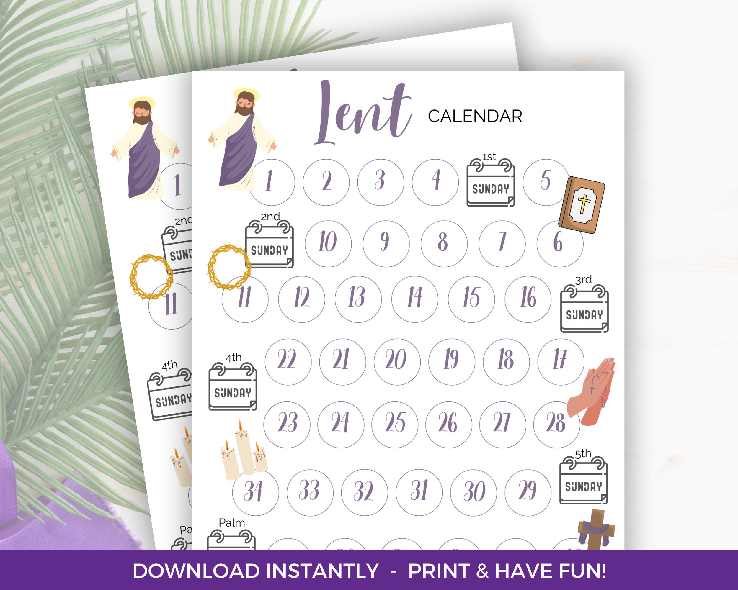 Lent Countdown Calendar Printable Lenten Coloring Calendar Ash Lent Countdown Calendar Printable Lenten Coloring Calendar Ash