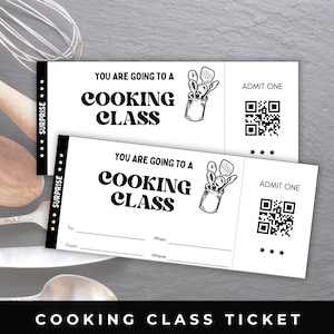 Editable Cooking Class Ticket Template, Printable Gift Coupon, Gift Voucher, Surprise Gift Certificate, Surprise Experience, Custom Ticket