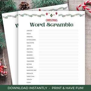 Christmas Word Scramble Game, Christmas Word Game, Printable Christmas Game, Christmas Party Game, Christmas Game for Kids And Teens