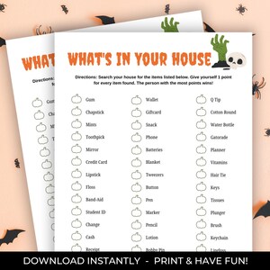 Halloween, was ist in deinem Haus Spiel, druckbares Halloween Spiel, Halloween Party Spiel, Halloween Spiel für Kinder und Erwachsene, Kostüm-Partyspiel