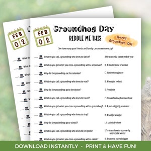 Groundhog Day Riddle Me This Game, Printable Groundhog Day Jokes ...