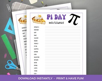 Pi Day Word Scramble, Printable Pi Day Word Scramble Activity, Pi Day Party, Pi Day Games, Pi Day Activities For Kids, Pi Day Worksheets