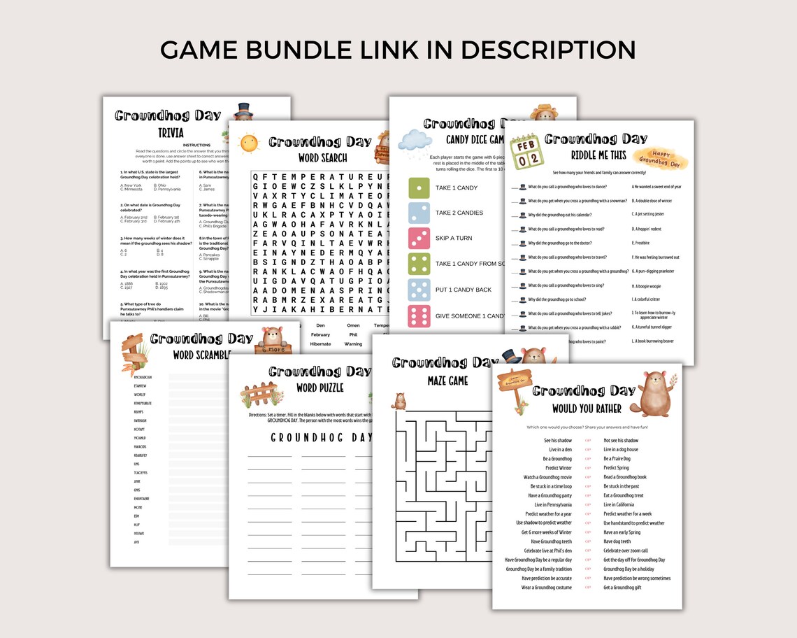 Groundhog Day Riddle Me This Game, Printable Groundhog Day Jokes ...