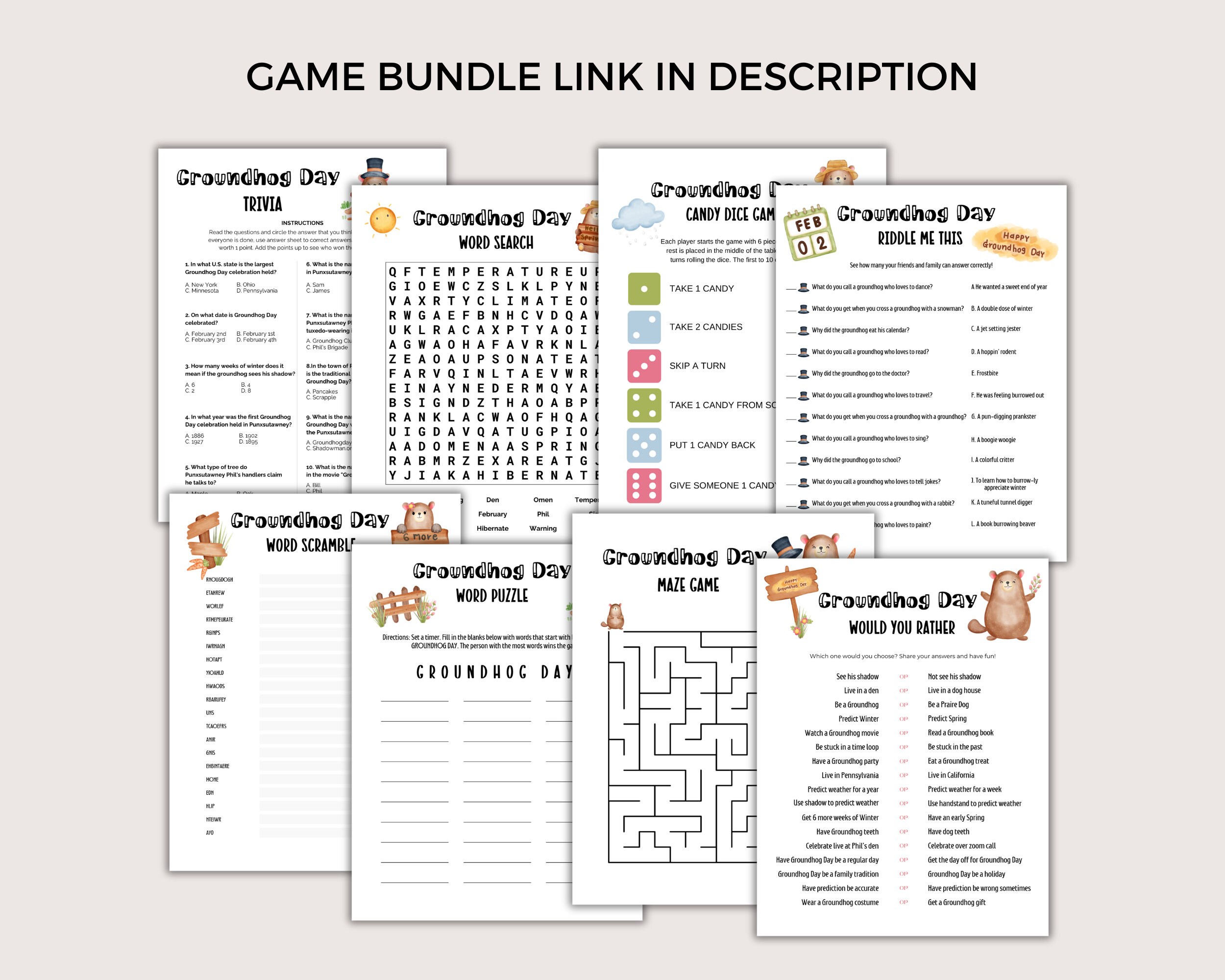 Groundhog Day Riddle Me This Game, Printable Groundhog Day Jokes ...