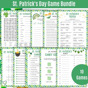 Printable St. Patrick&#39;s Day Game Bundle, St. Patrick&#39;s Games for Kids, St. Patrick&#39;s Party Games, St. Patrick&#39;s Classroom Activities