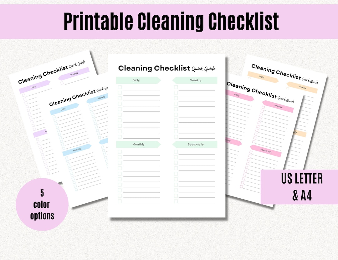 Printable Cleaning Schedule, Daily Cleaning, Weekly Cleaning, Monthly ...