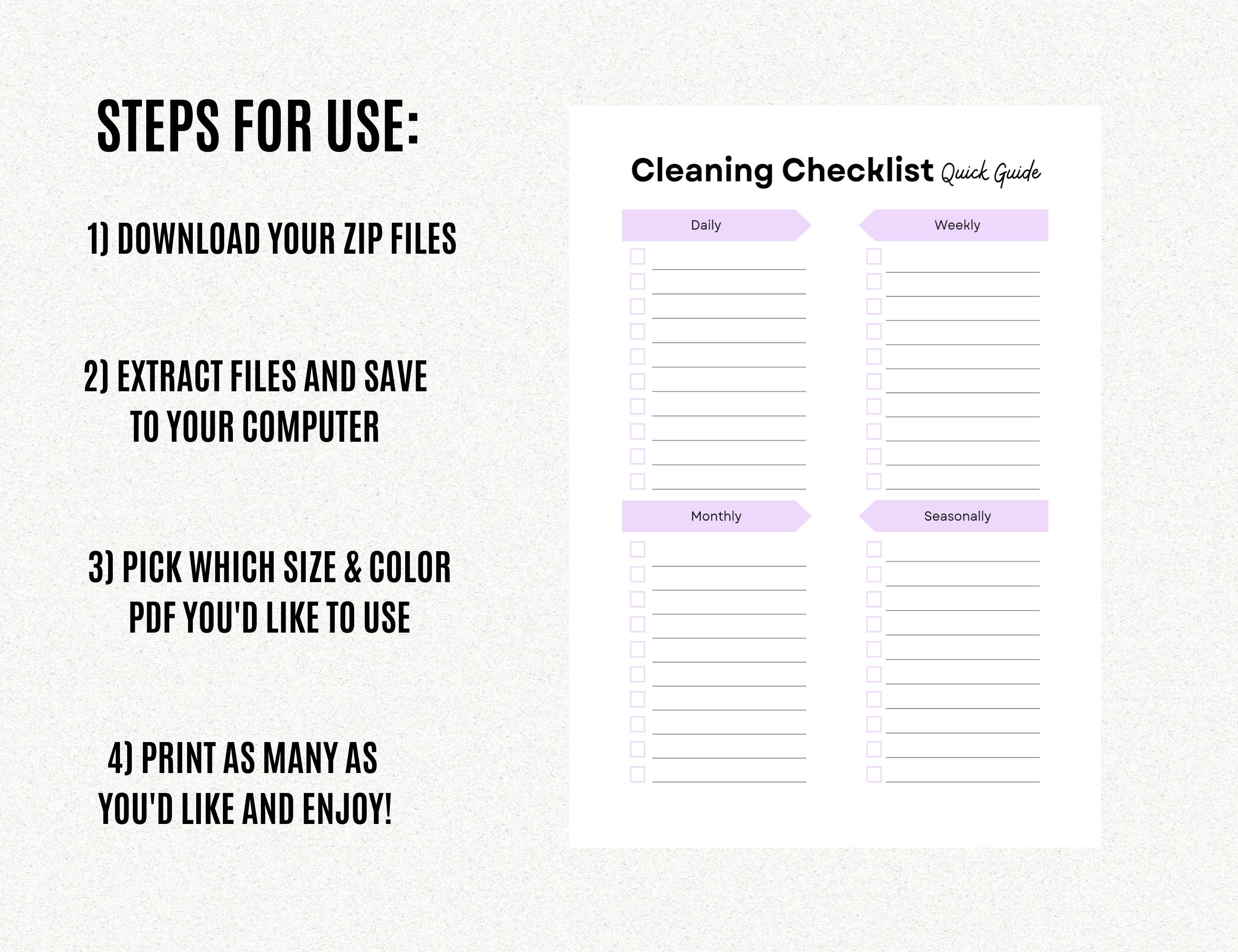 Printable Cleaning Schedule, Daily Cleaning, Weekly Cleaning, Monthly ...