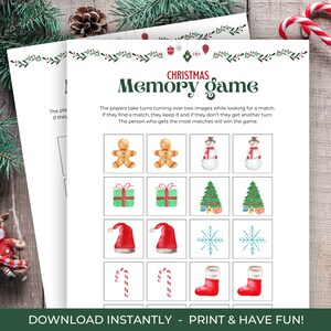 Christmas Memory Game, Printable Christmas Memory Game, Holiday Party Game, Christmas Party Game, Christmas Games for Kids, Memory Game