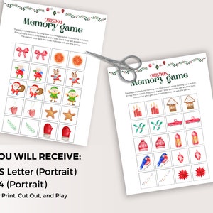 Christmas Memory Game, Printable Christmas Memory Game, Holiday Party ...