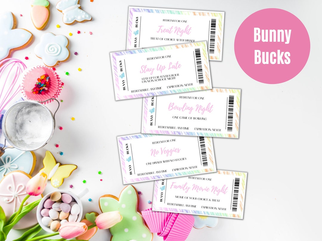 Easter Bunny Bucks Printable, Editable Easter Coupons, Easter Egg ...